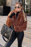 Phoebe camel faux fur collar coat
