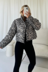 Kelly grey leopard sequin puffer coat
