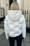 Lilly white woven short puffer coat