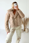 Harper cream aviator with faux fur pockets