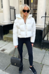 Lilly white woven short puffer coat