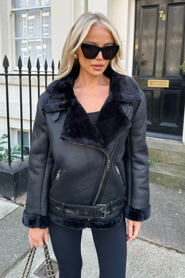 Gerri black aviator jacket