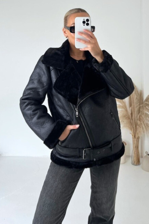 Gerri black aviator jacket