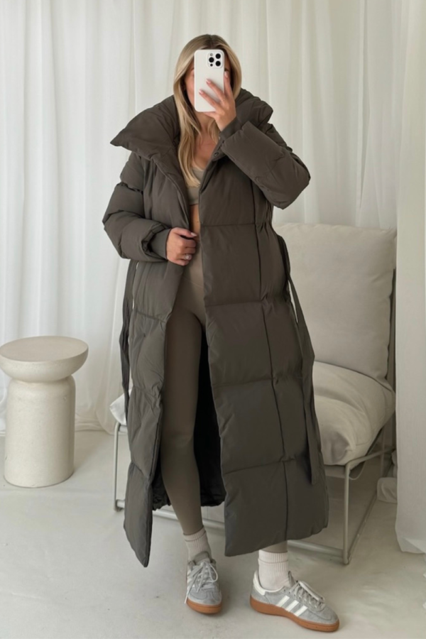 Blossom grey long puffer duvet coat