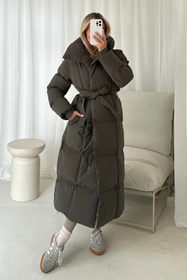 Blossom grey long puffer duvet coat