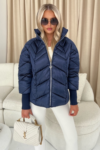 Skylar navy chevron crop puffer coat