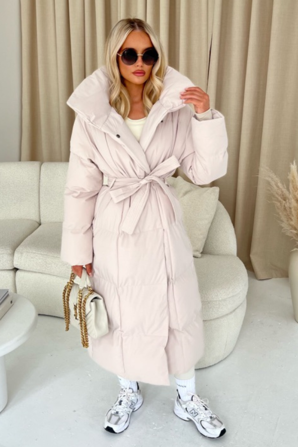 Blossom beige long duvet puffer coat