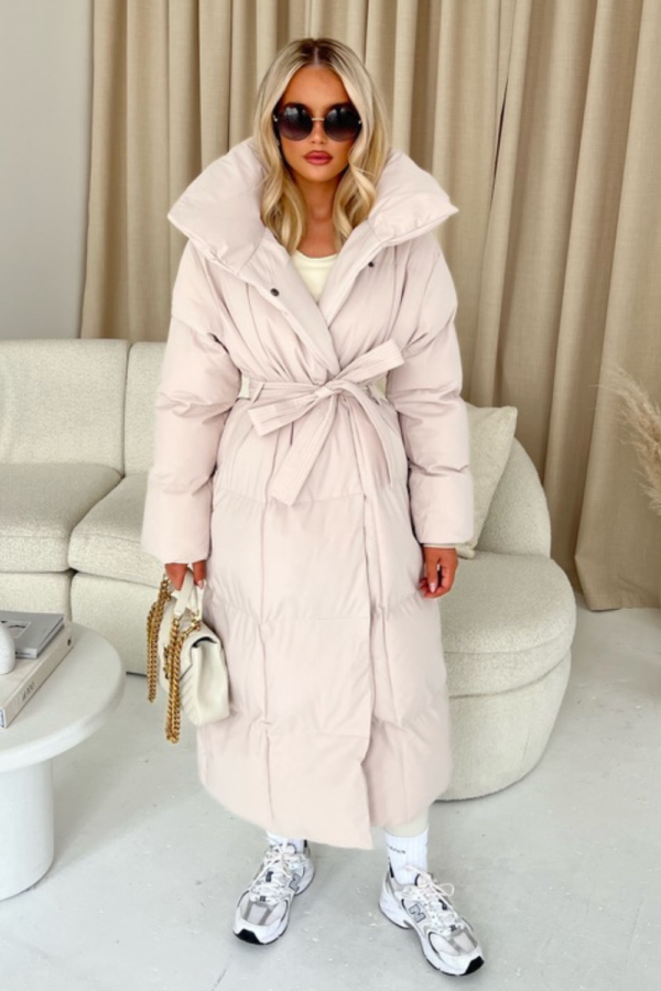 Blossom beige long duvet puffer coat