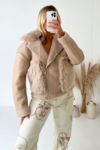 Harper cream aviator with faux fur pockets