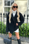 Eleanor black wool like bomber