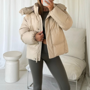 Clara cream short crop puffer coat