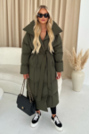 Blossom khaki long duvet puffer coat