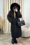 Freya black hooded faux fur duvet coat