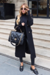 Tara black wool like tailored coat