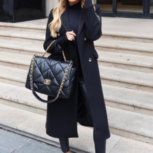 Tara black wool like tailored coat