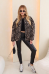 Mila leopard jacquard oversized bomber jacket