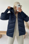 Skylar navy chevron crop puffer coat