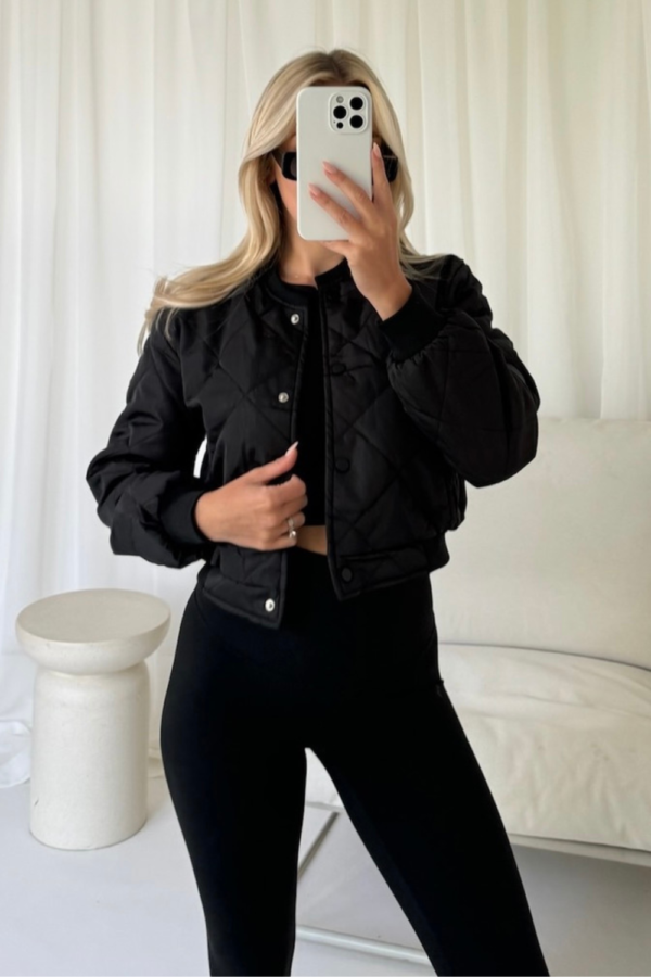 Cady black quilted bomber jacket