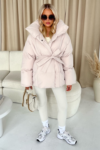 Alaska cream short padded duvet button up coat