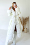 Nancy cream felt faux fur long coat