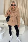 Alaska camel short padded duvet button up coat