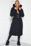 Poppy Black padded hooded coat