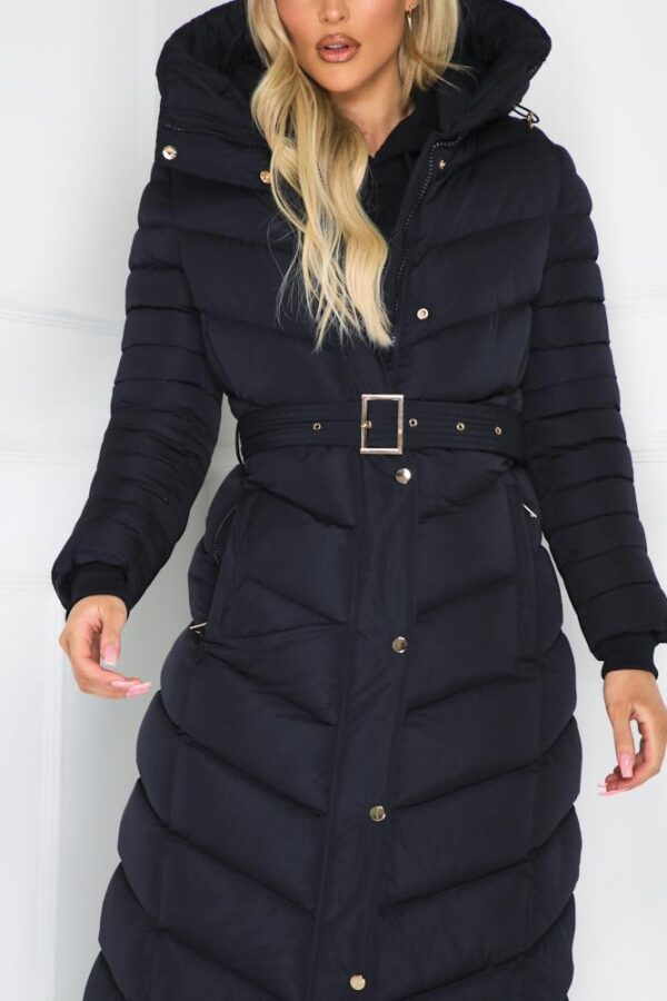 Poppy Black padded hooded coat