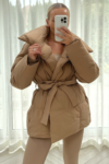 Alaska camel short padded duvet button up coat