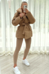 Alaska camel short padded duvet button up coat