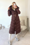 Poppy chocolate padded hooded coat