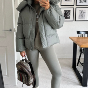 Clara khaki short puffer coat