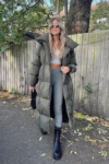 Blossom khaki long duvet puffer coat