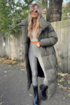 Blossom khaki long duvet puffer coat